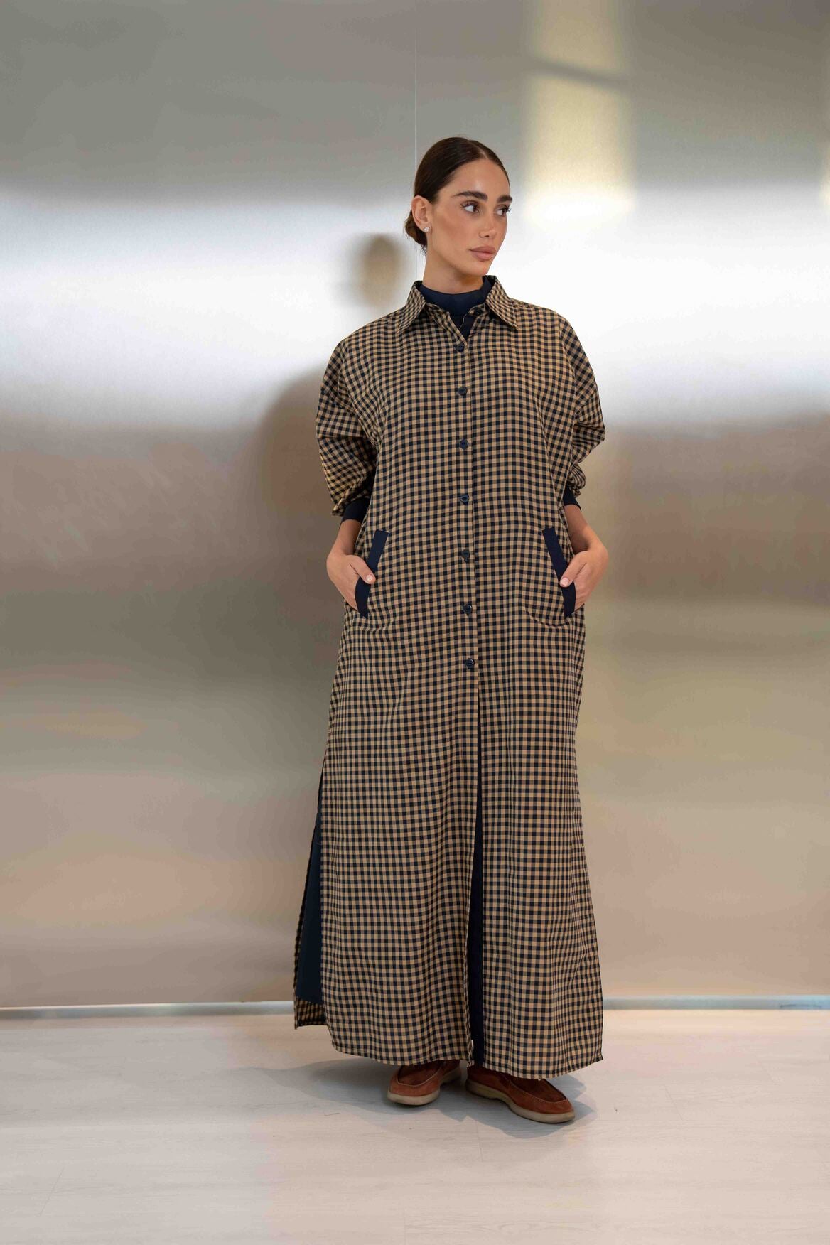 Checked Cotton Abaya – 2050