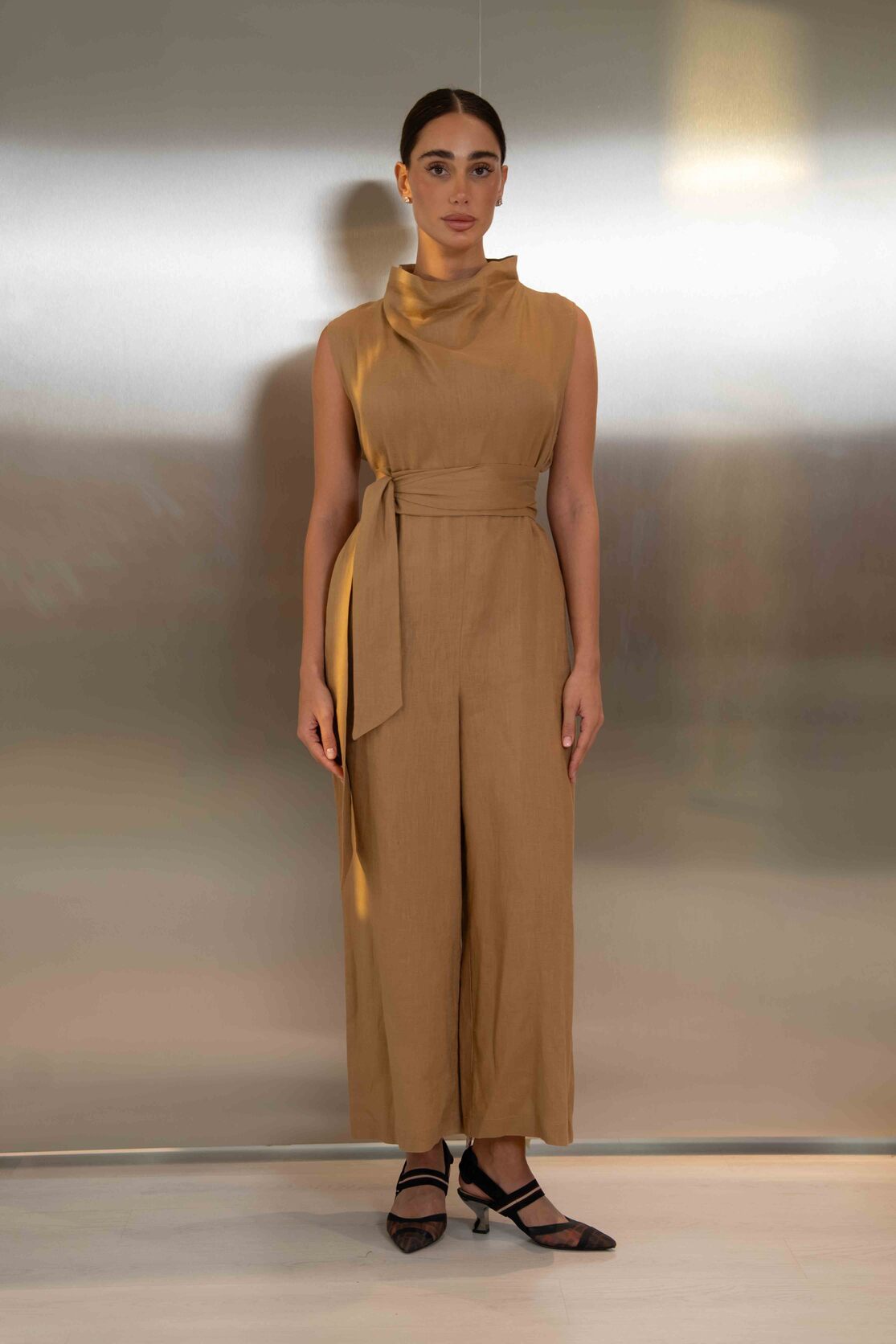 Beige Linen Jumpsuit – 2059