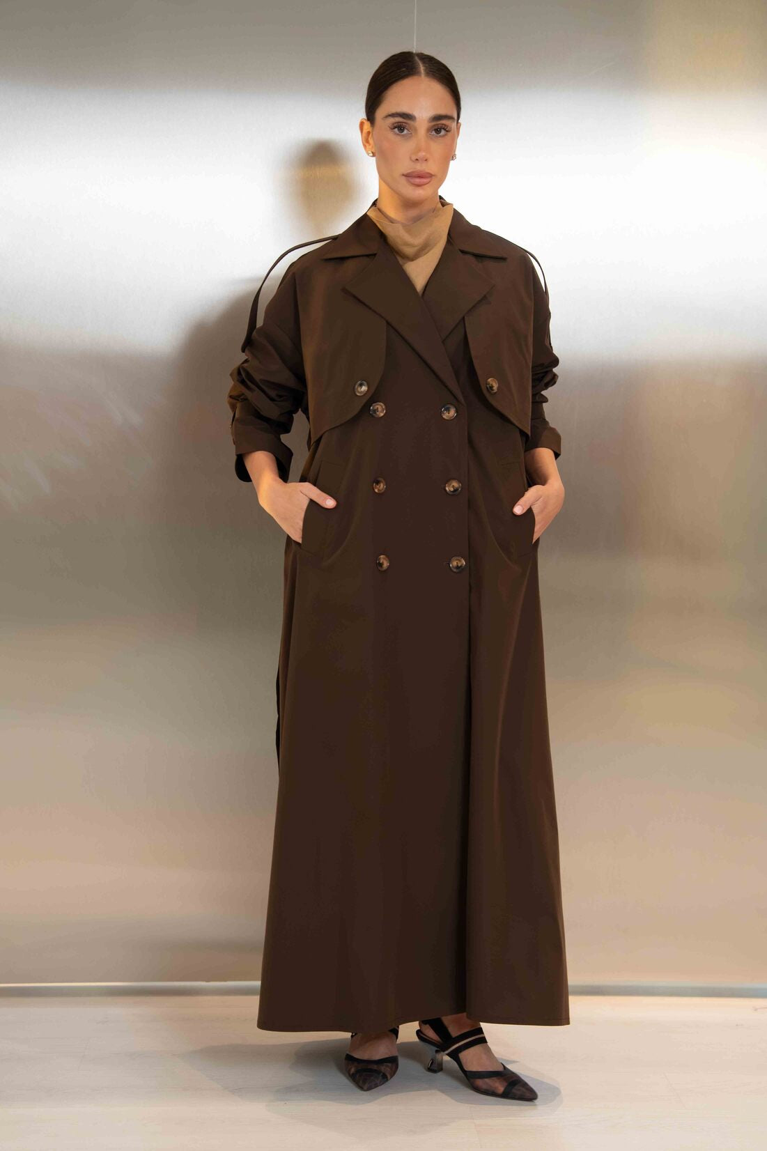 Brown Trench Coat Abaya - 2048