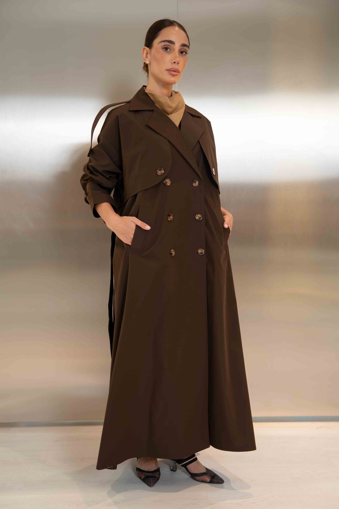 Brown Trench Coat Abaya - 2048