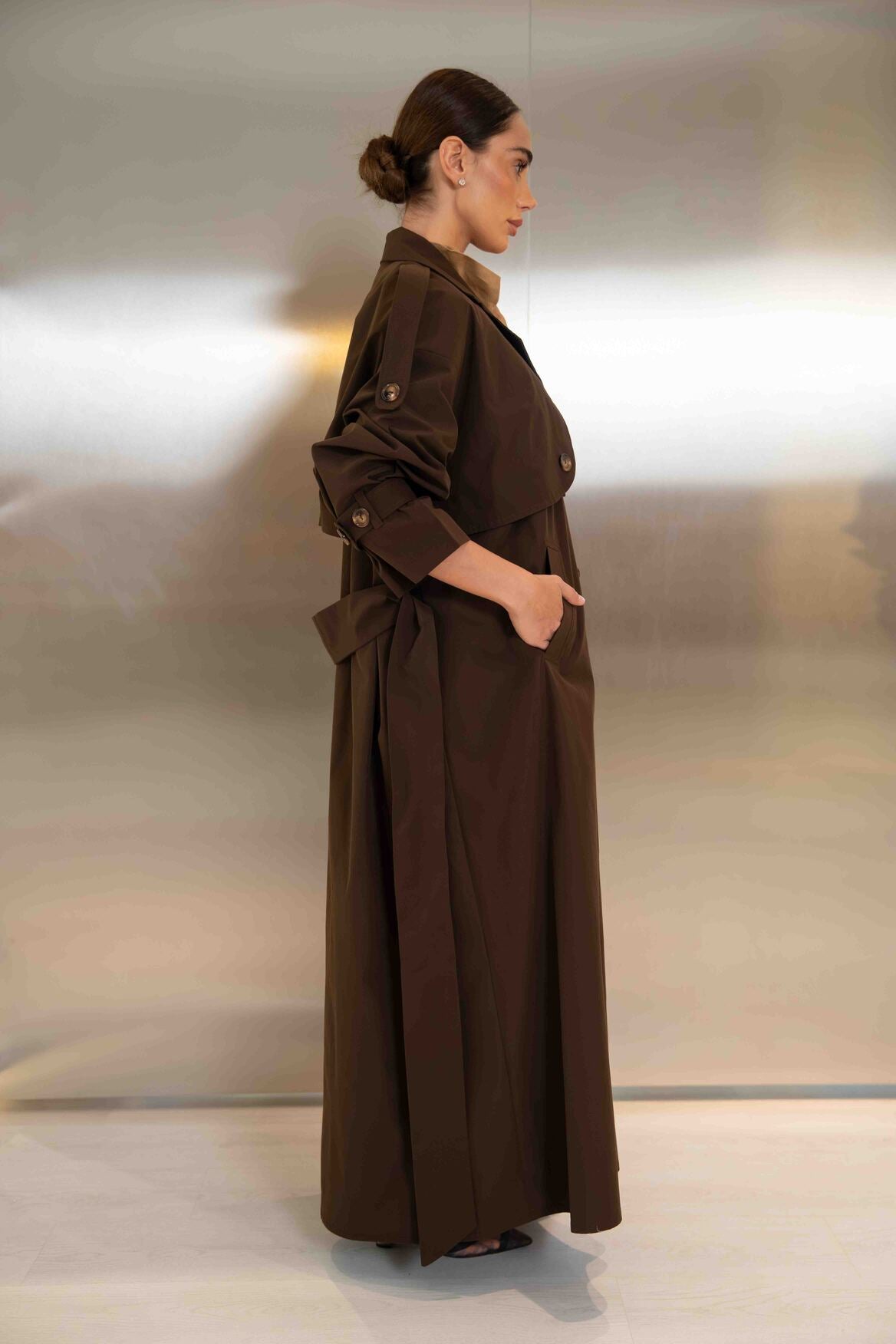 Brown Trench Coat Abaya - 2048