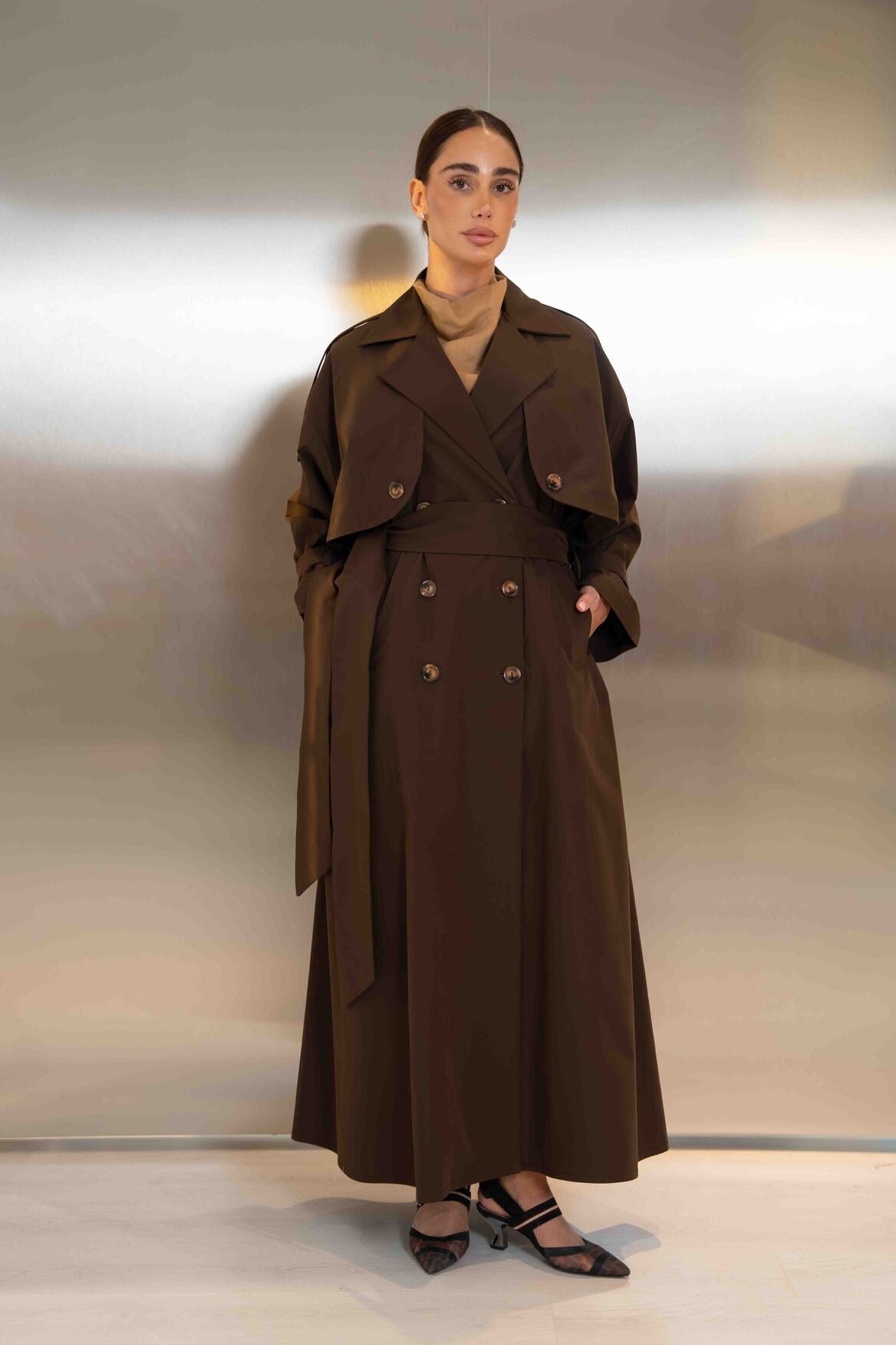 Brown Trench Coat Abaya - 2048