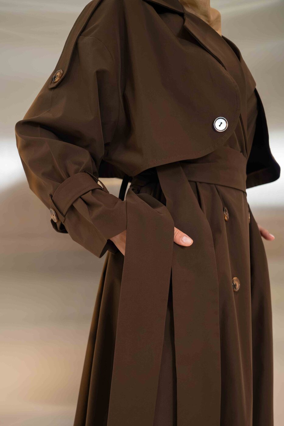 Brown Trench Coat Abaya - 2048