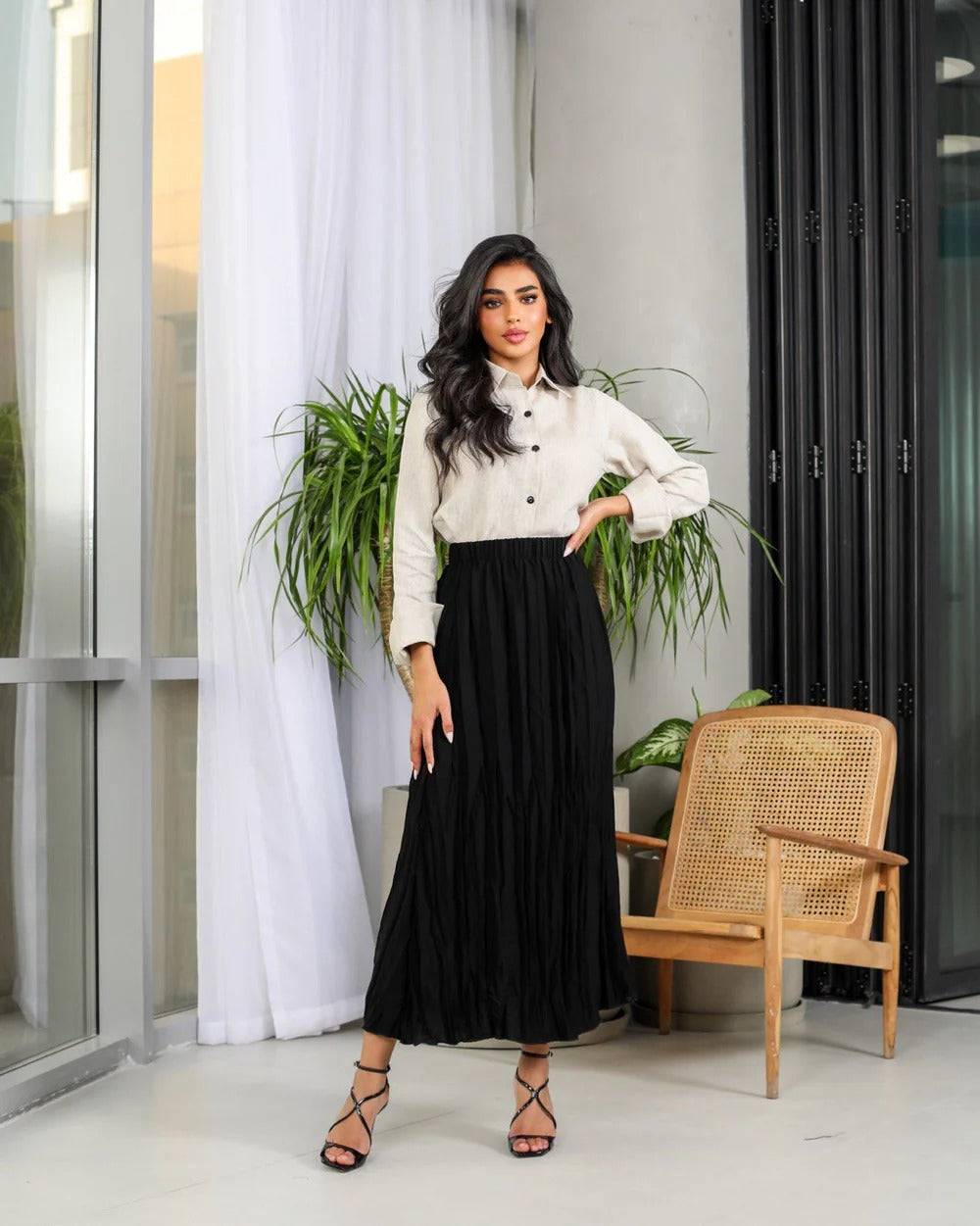 Cotton blouse and skirt Linen C:153