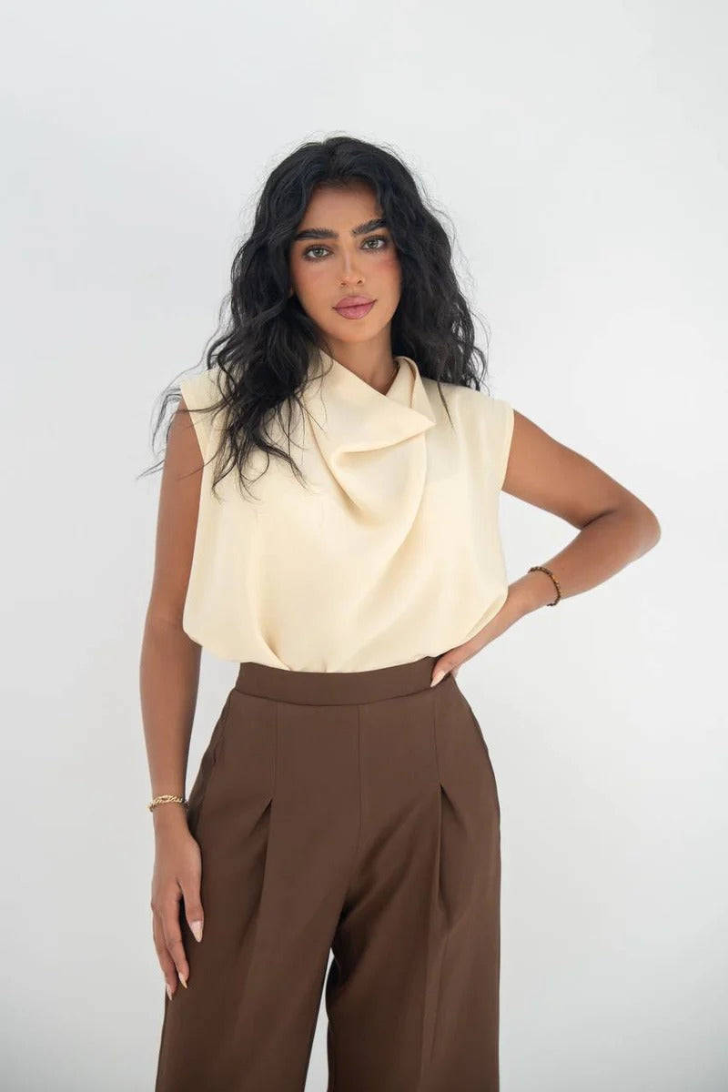 Blouse & Linen Beige brown SetC:150
