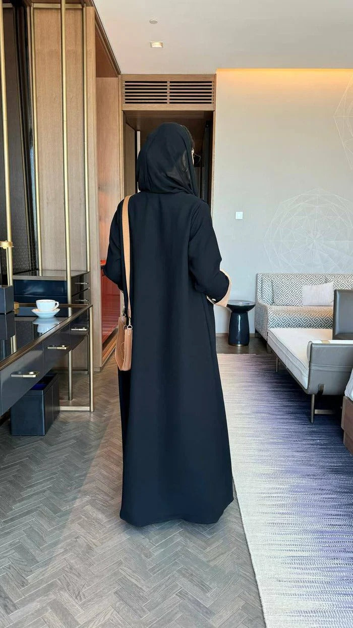 Beige Black Crepe Blazer C:6529