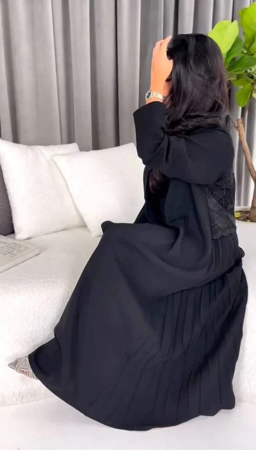 ABAYA CREPE BLAZER WITH EMBROIDERY AND PLETEAD C:6323