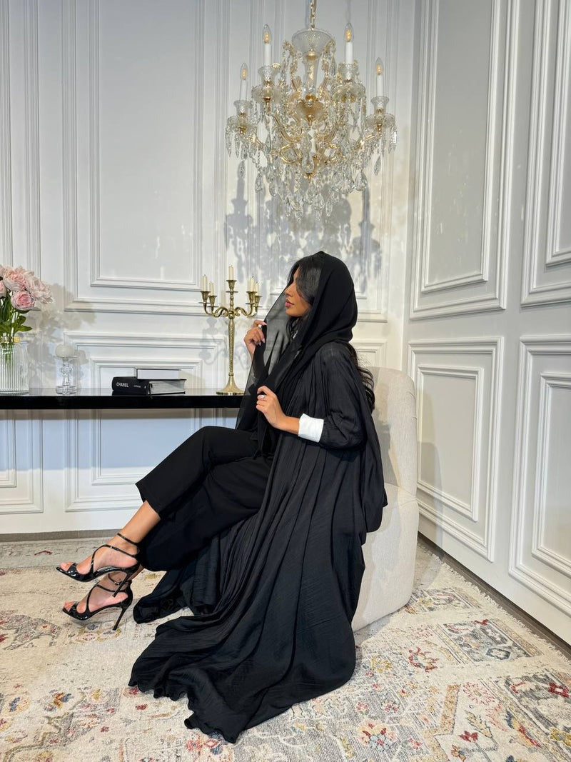 Abaya Crepe Black C:6528 Black (Free size)