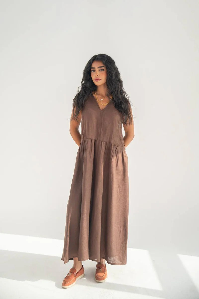 Brown Linen Dress C:209