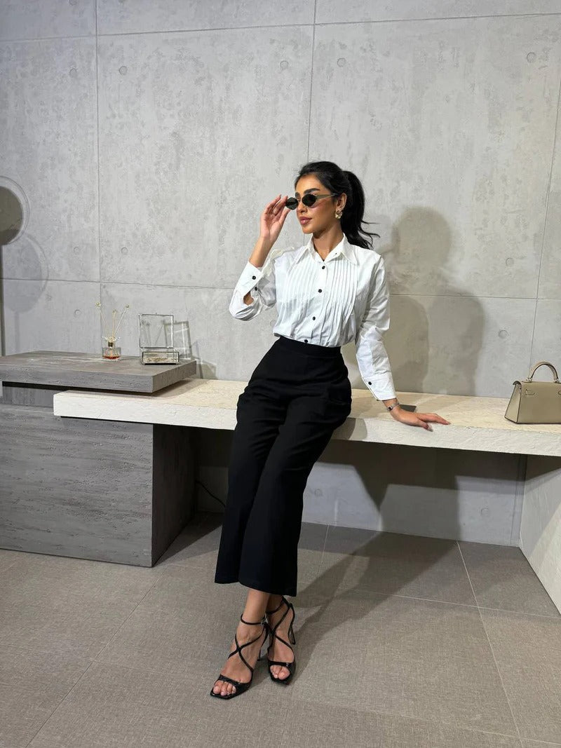 Cotton shirt and crepe trousers set C:165