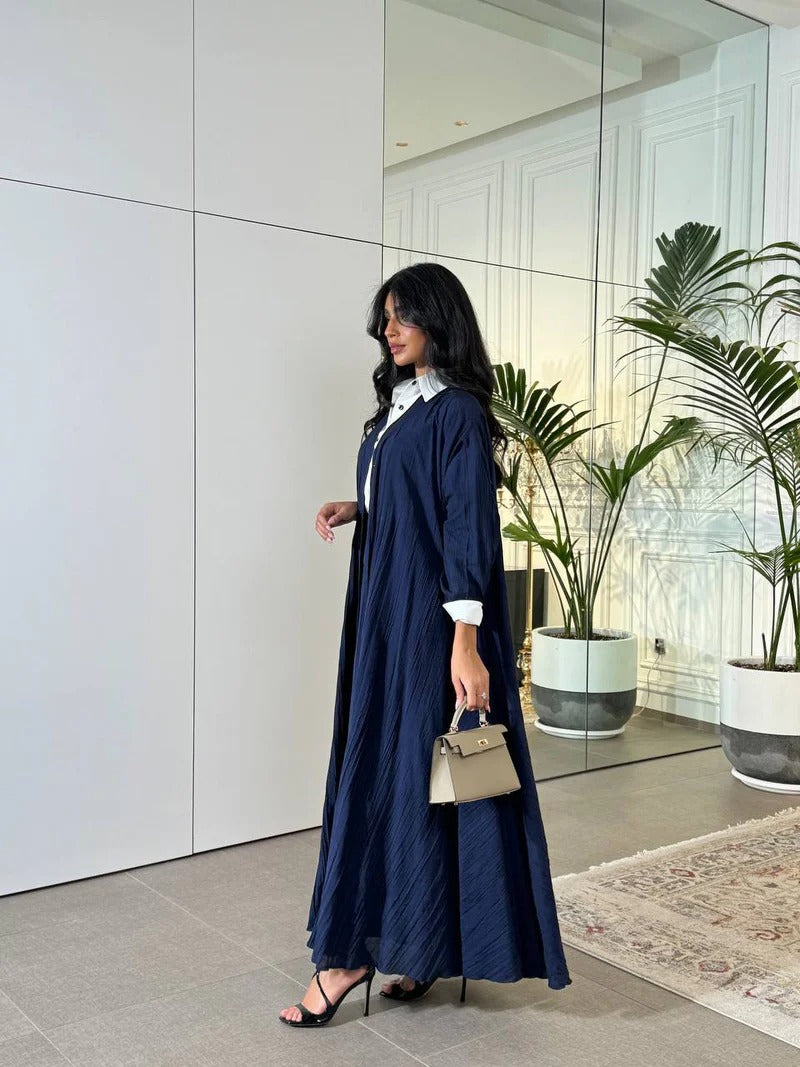 Abaya Crepe C:6528 Blue (Free size)