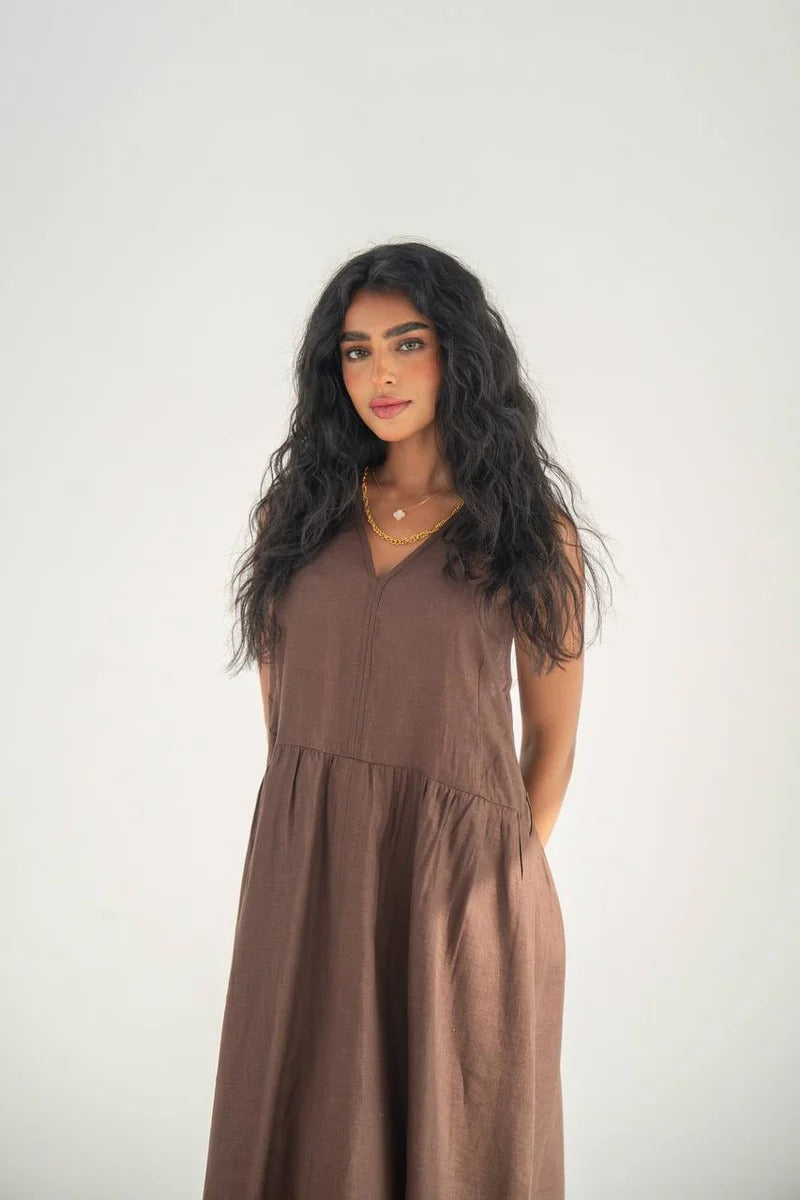 Brown Linen Dress C:209