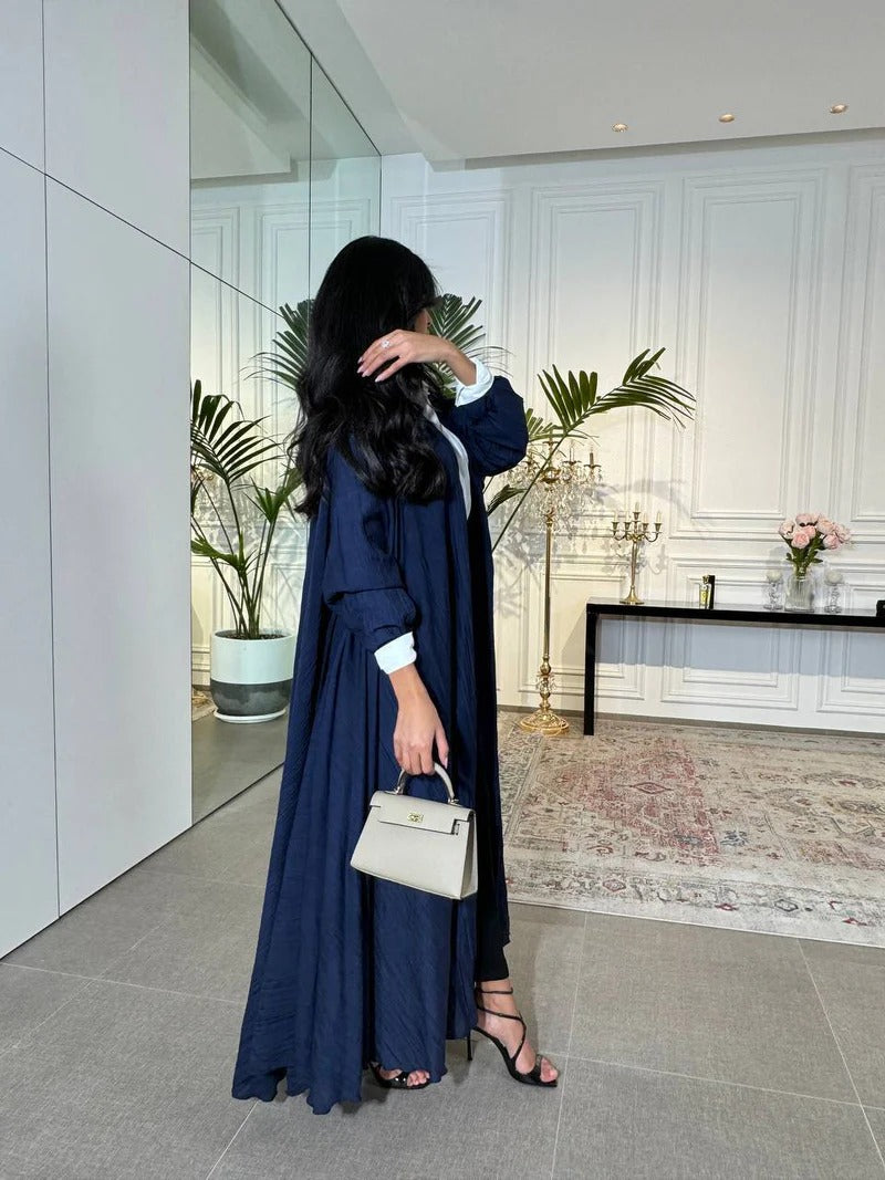 Abaya Crepe C:6528 Blue (Free size)