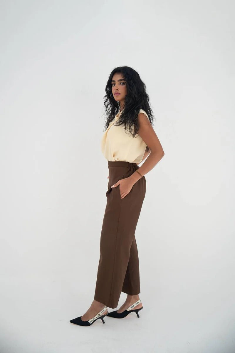 Blouse & Linen Beige brown SetC:150