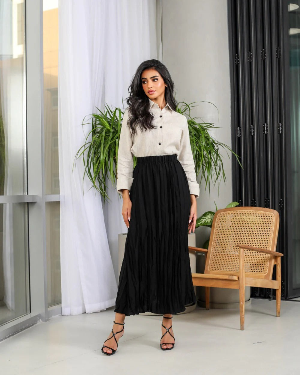 Cotton blouse and skirt Linen C:153