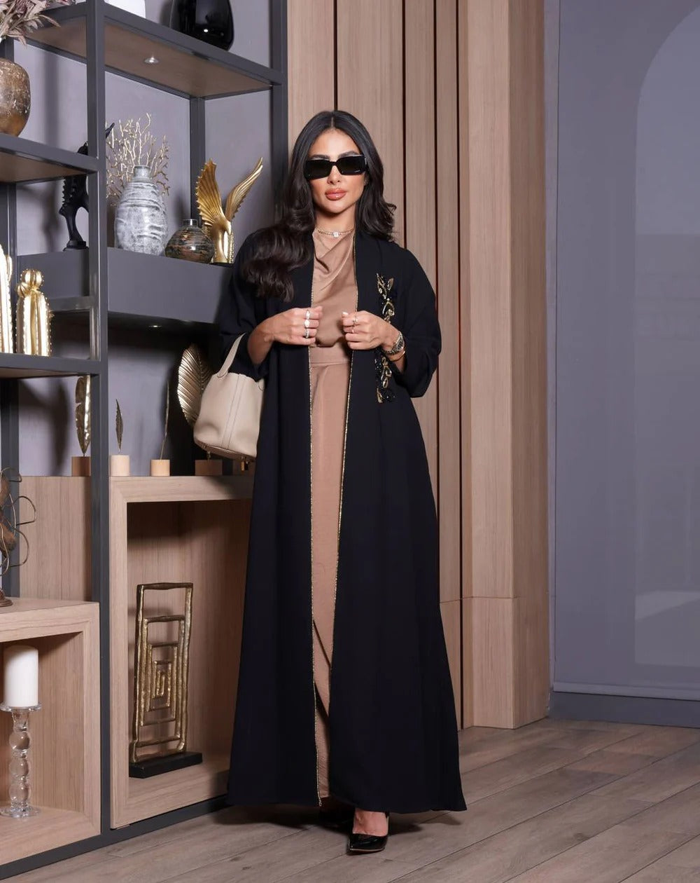 ABAYA BESHT CREPE WITH EMBROIDERY C:3018