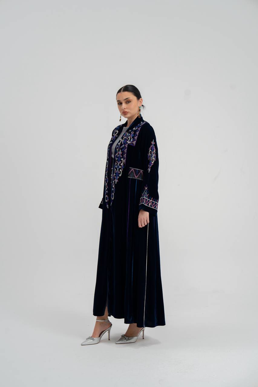 Velvet abaya with unique embroidery. C:6709