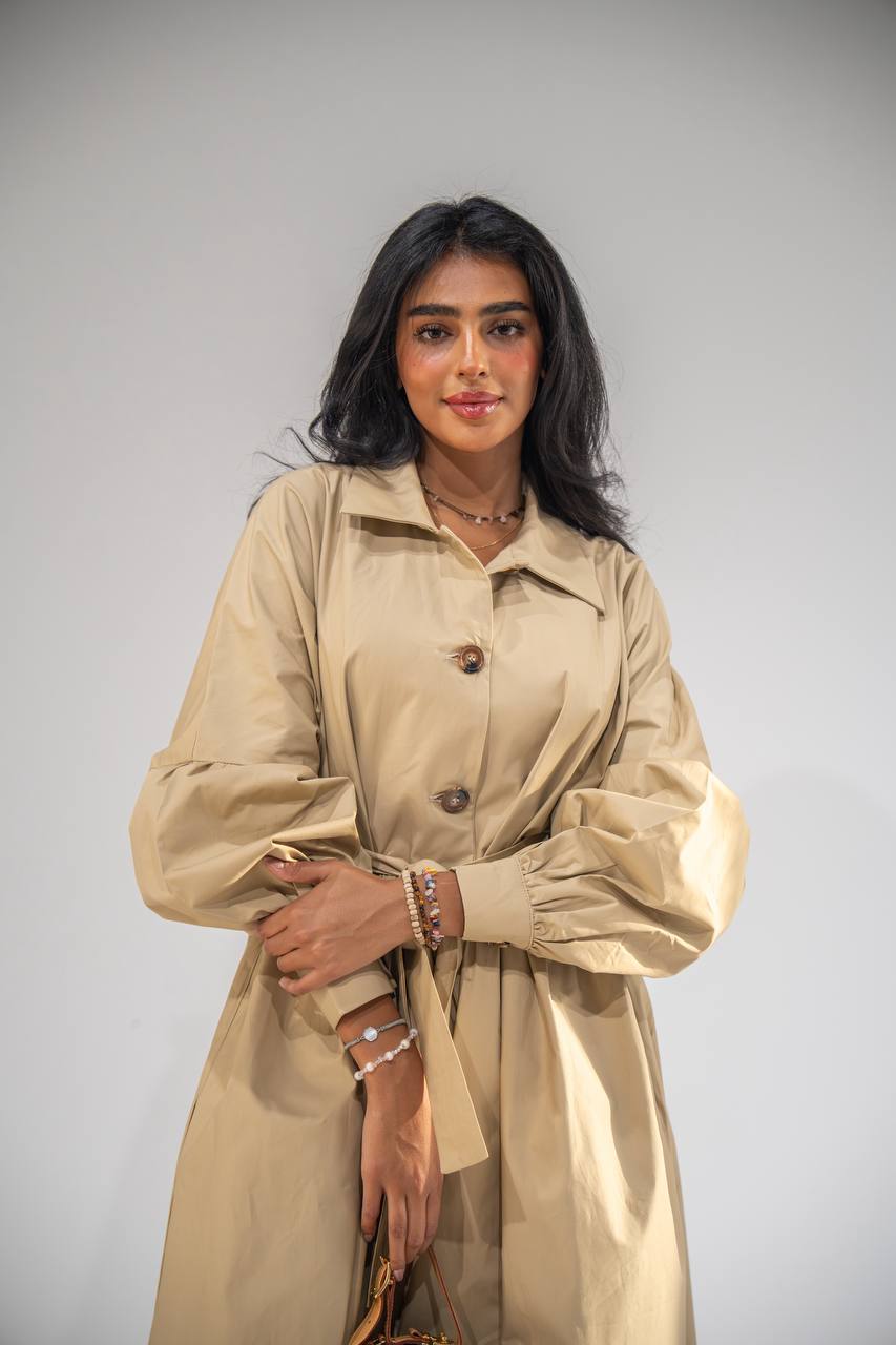 Beige free size trench coat. C:6685 Beige