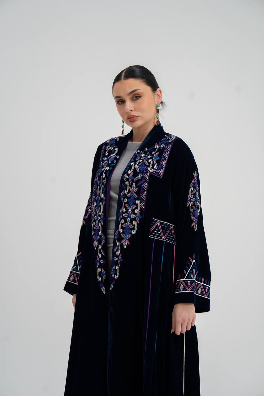 Velvet abaya with unique embroidery. C:6709