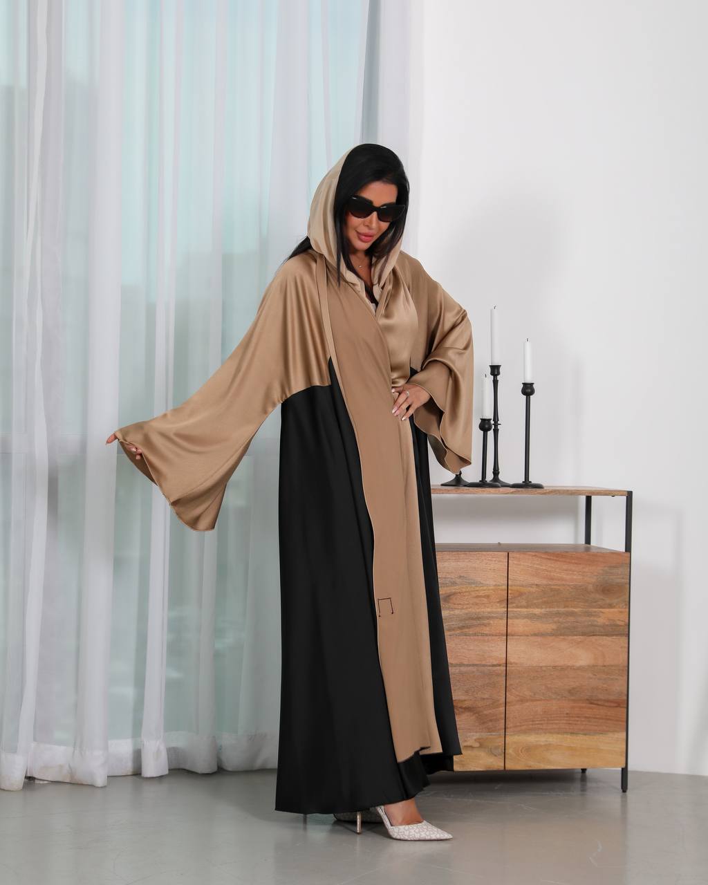 Cloche abaya made of silk crepe fabric C:6343 (Free size)