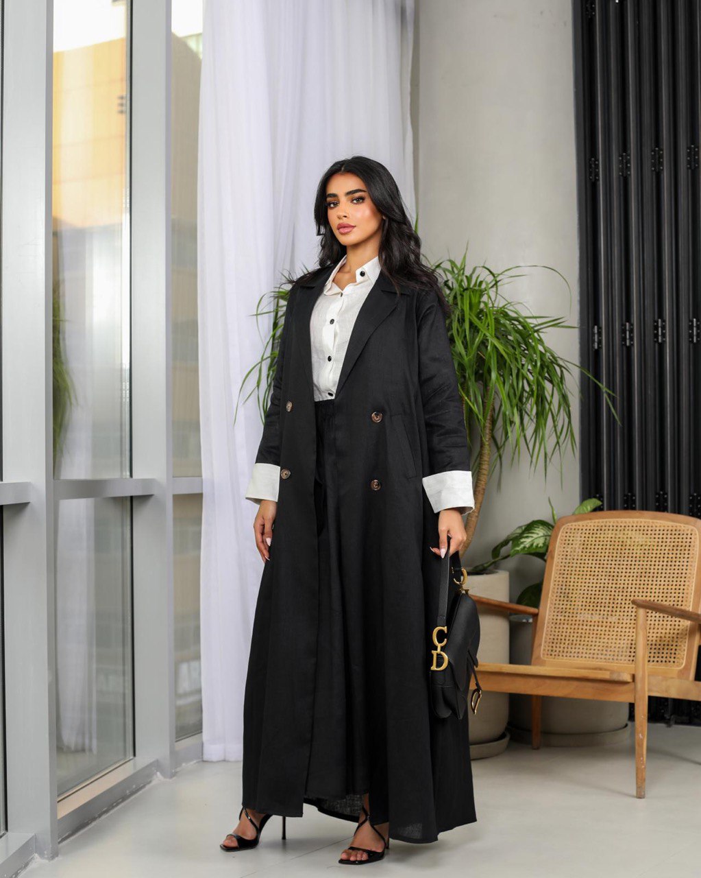 Linen Blazer C:6459BLACK