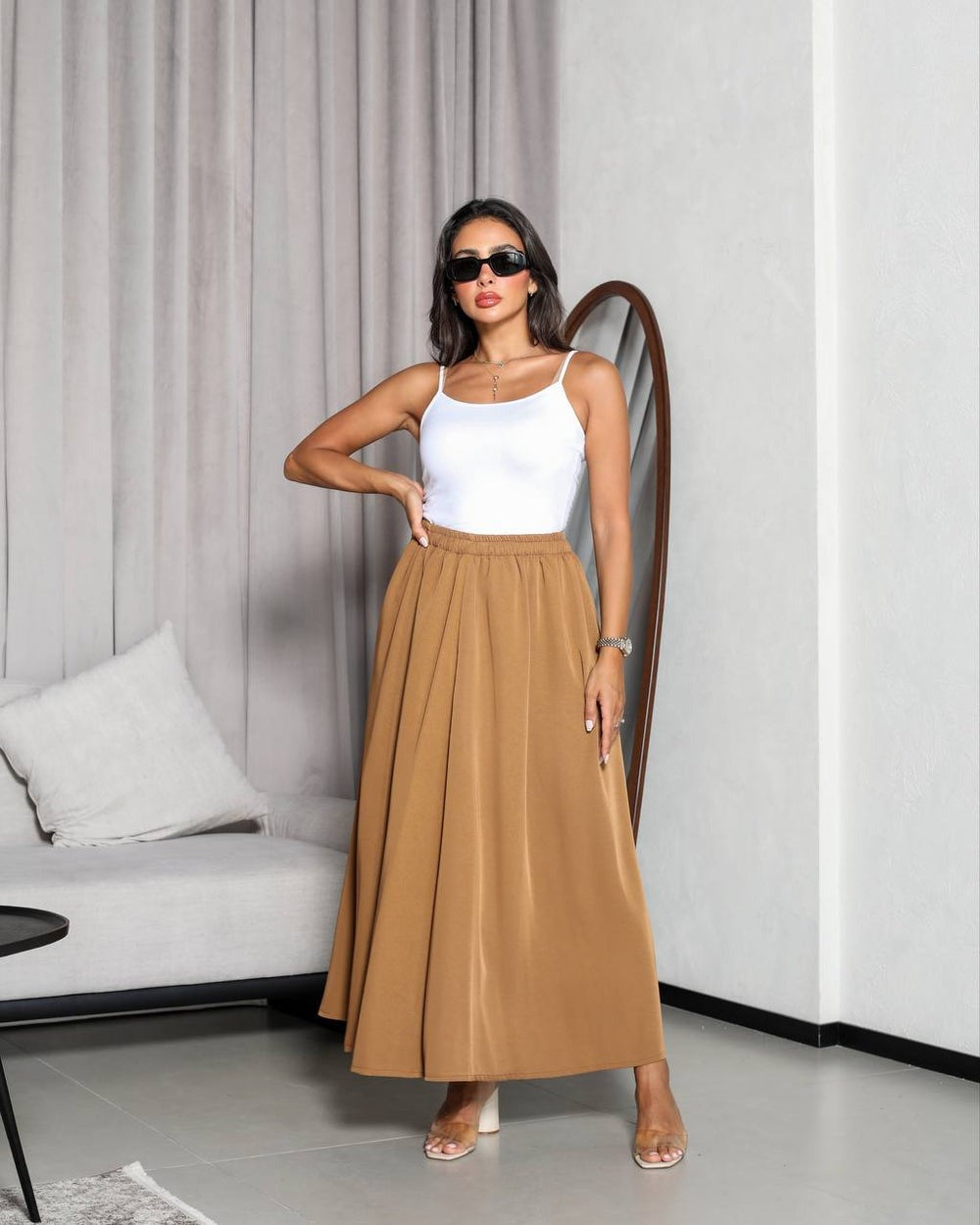Silk Crepe Gold Skirt