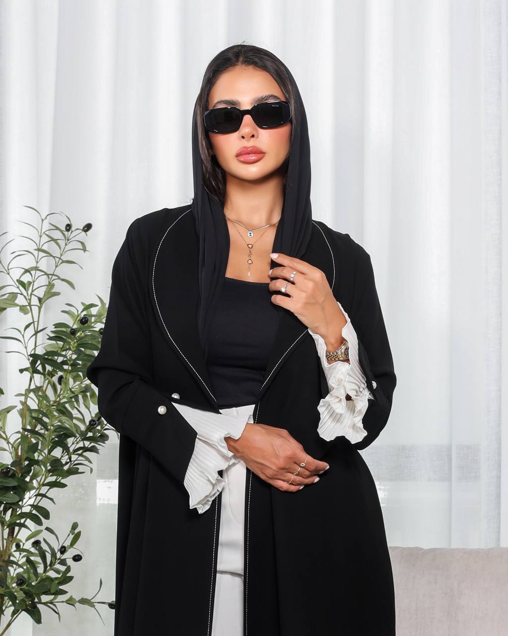 عباية سوداء من الكريب C:6474