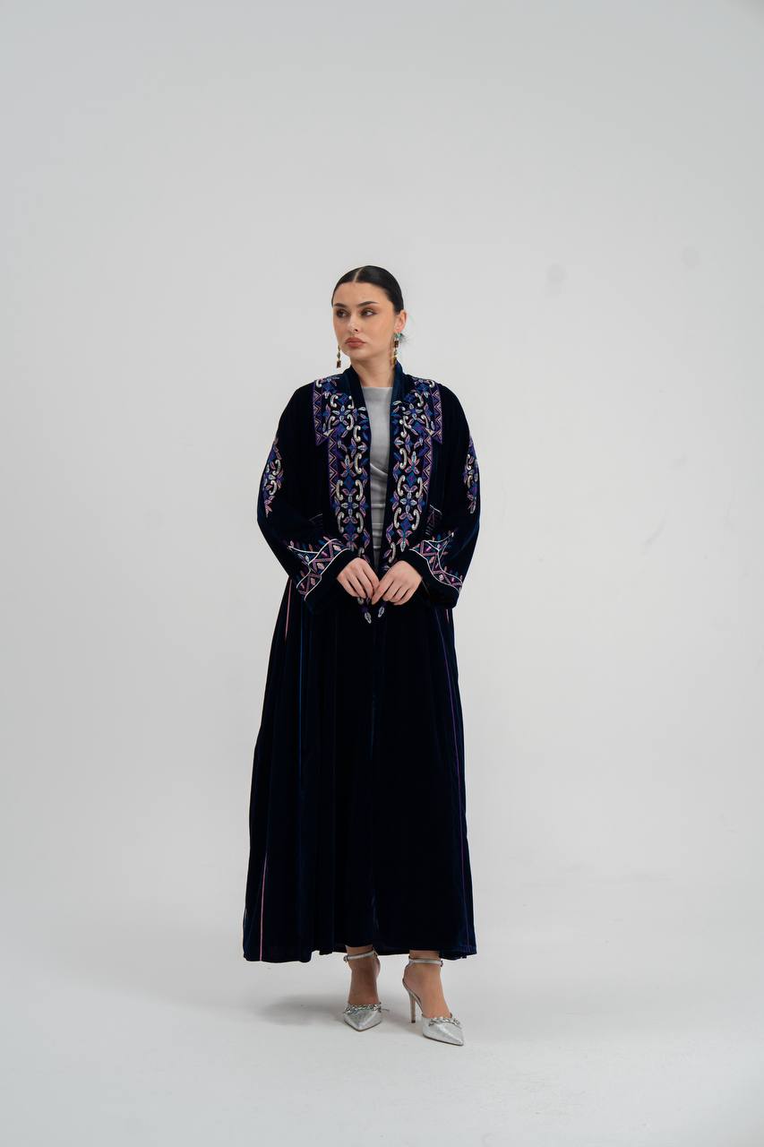 Velvet abaya with unique embroidery. C:6709