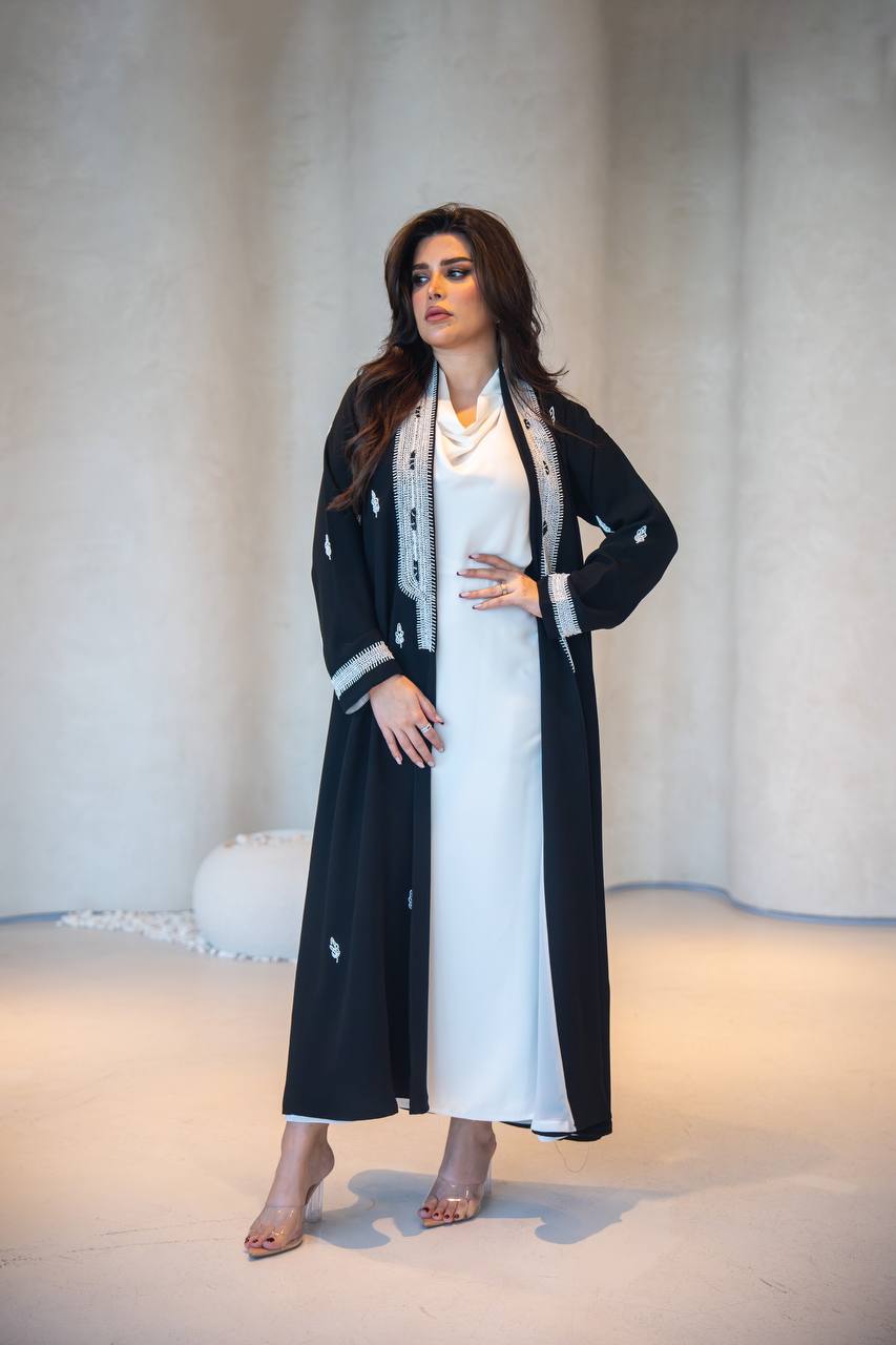 Black Cuba Abaya with embroidery C:6602