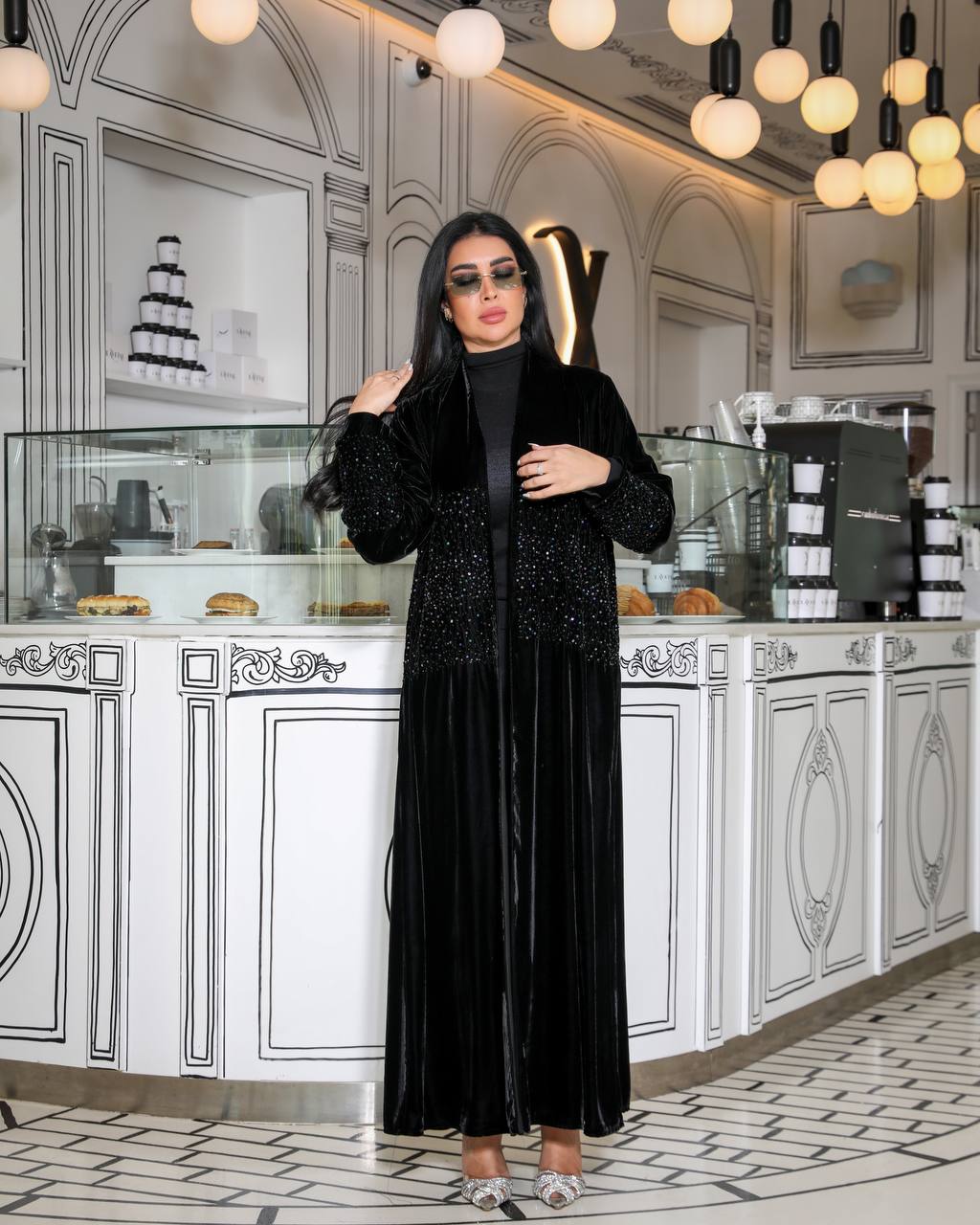 Abaya velvet with hand made beat C:6314