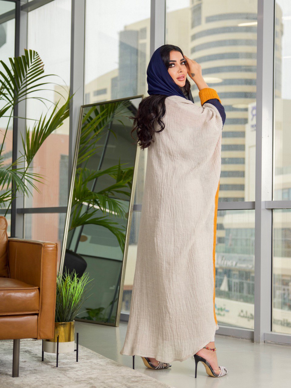 ABAYA BESHT LINEN C:6309 (Free size)