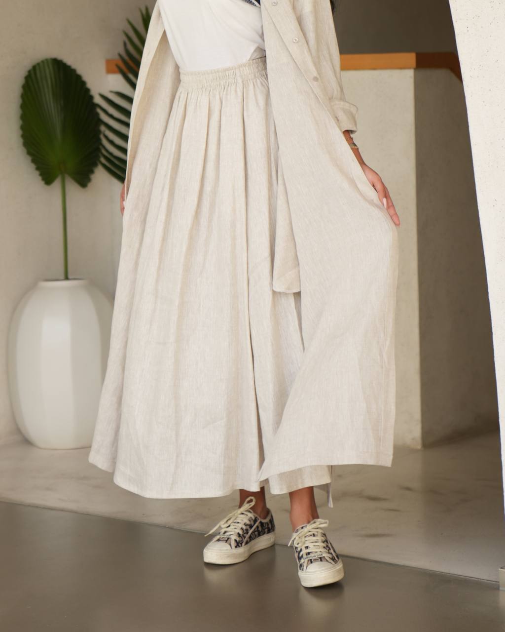 Beige Linen Skirt