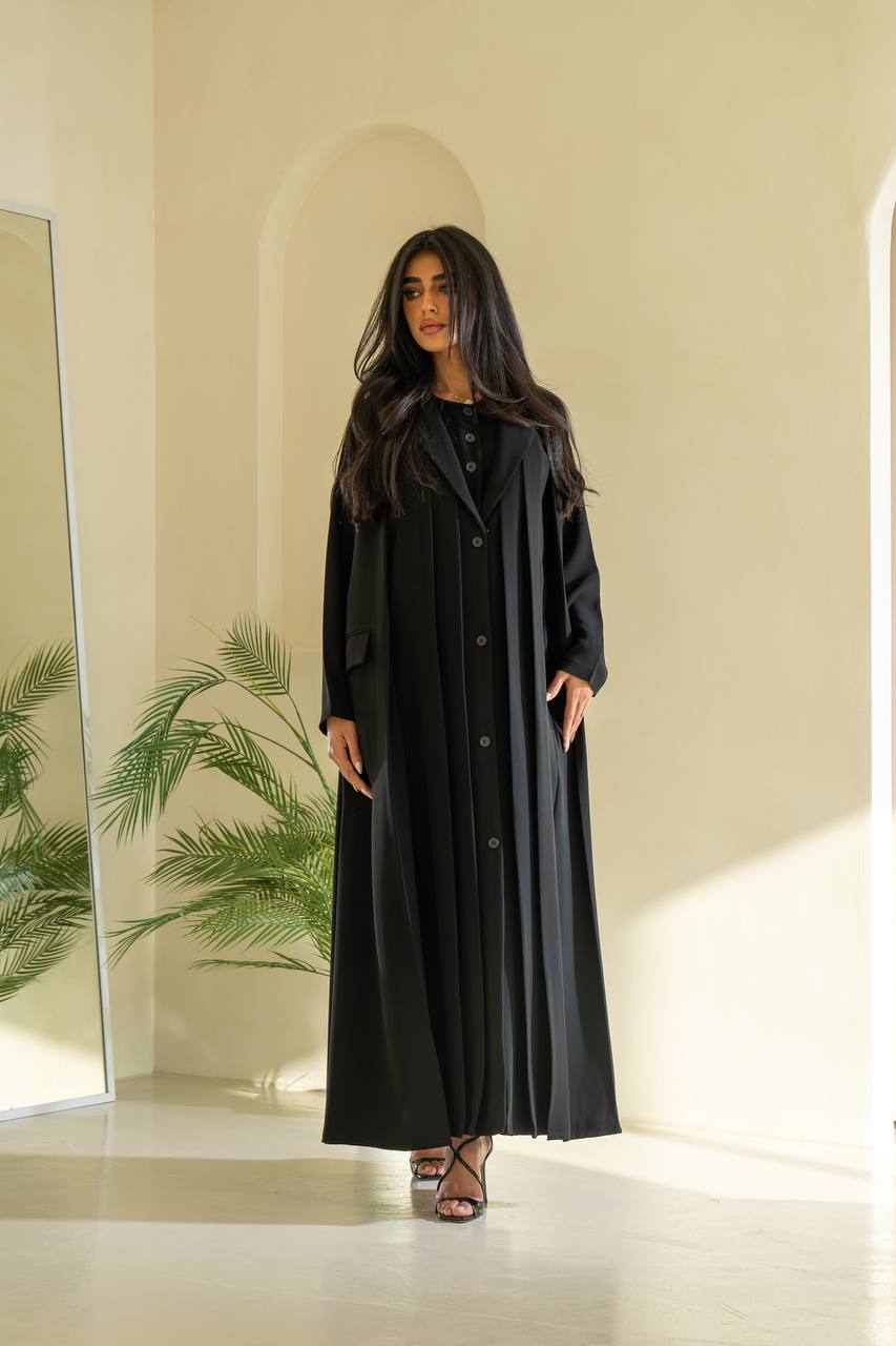 عباية كريب سوداء اللون C:6545 أسود