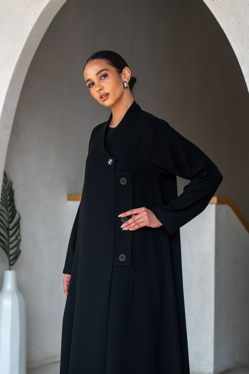 Black crepe abaya C:6586 Black