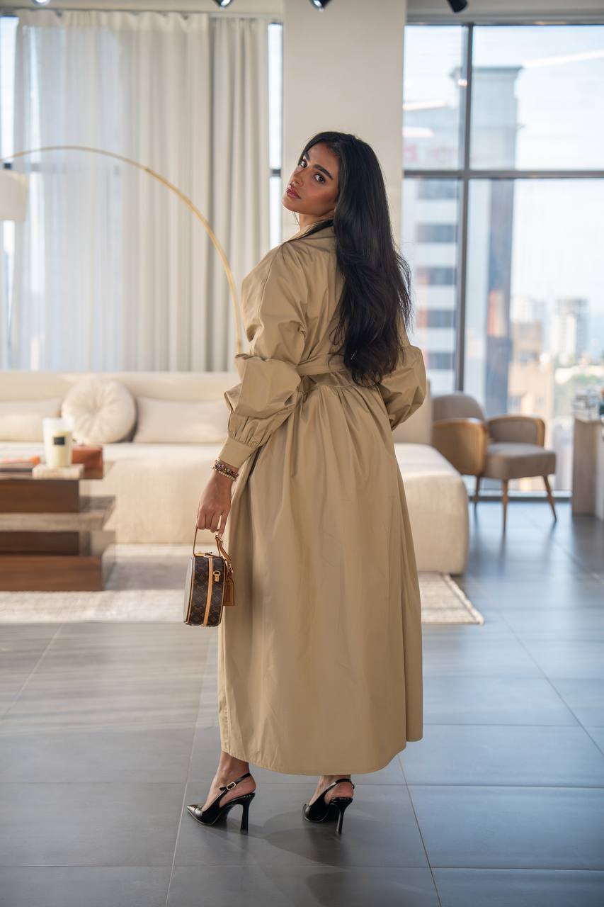 Beige free size trench coat. C:6685 Beige