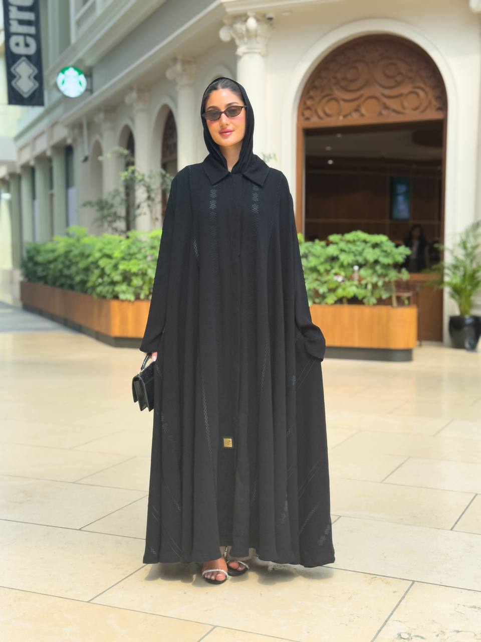 Black crepe abaya with embroidery C:6683