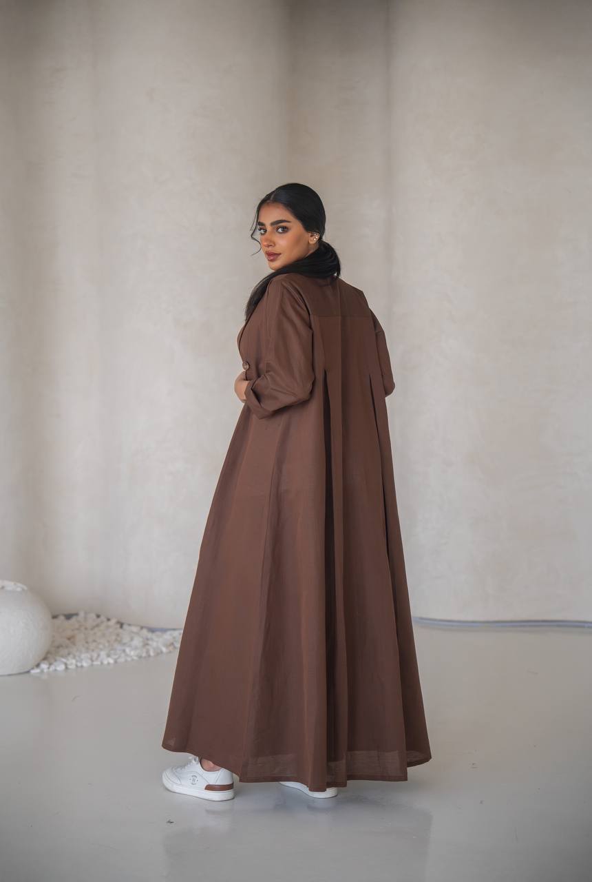 عباية بنية اللون مع طقم داخلي من الكتان C:6642