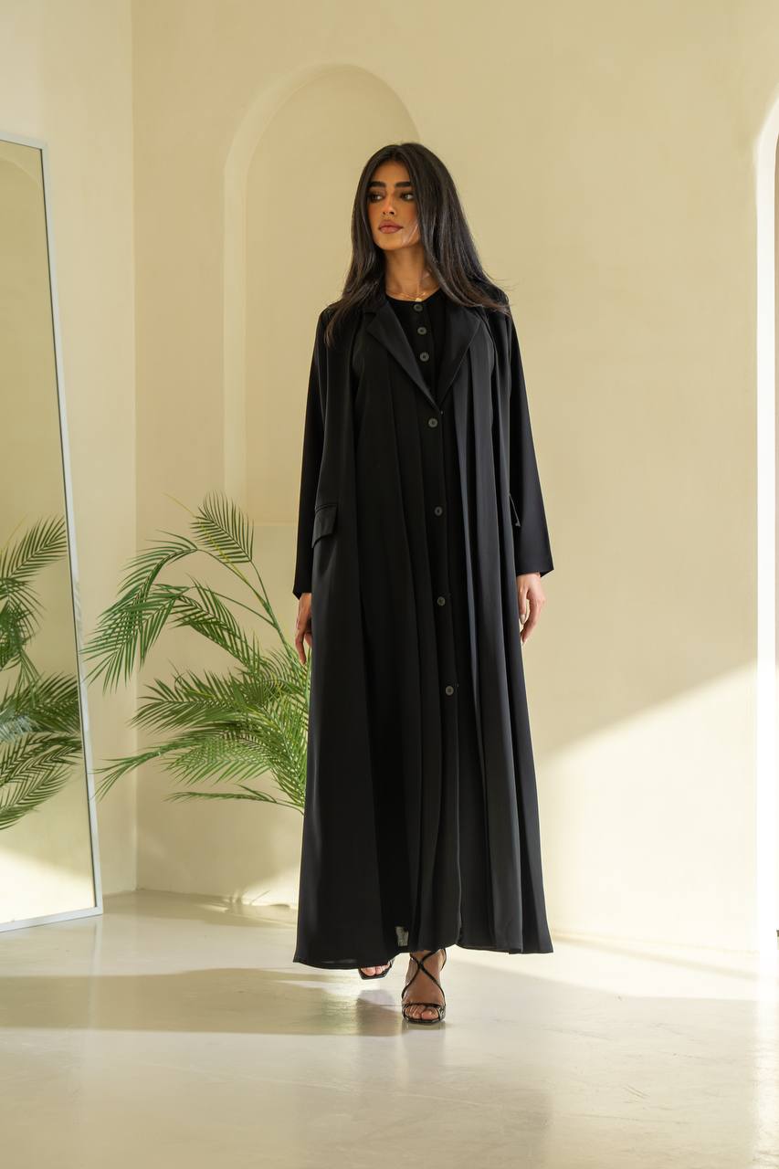 عباية كريب سوداء اللون C:6545 أسود