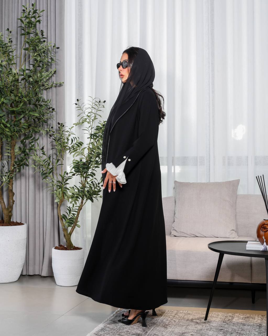 عباية سوداء من الكريب C:6474