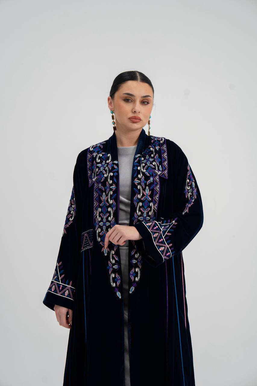 Velvet abaya with unique embroidery. C:6709