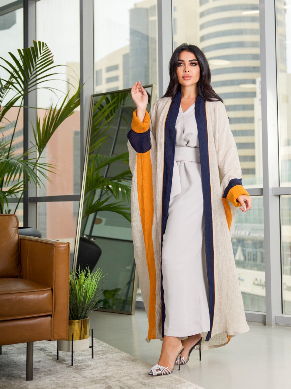 ABAYA BESHT LINEN C:6309 (Free size)