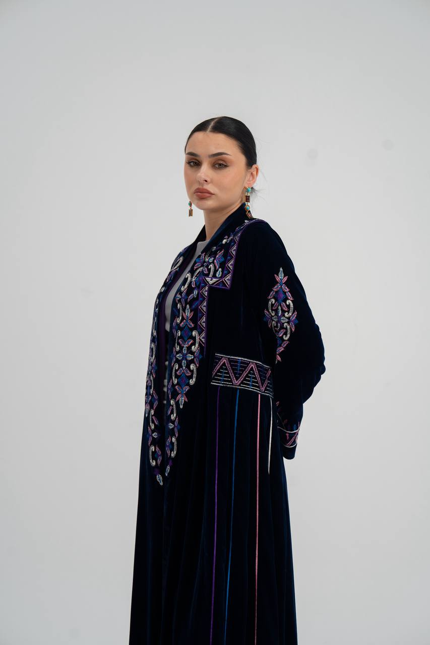 Velvet abaya with unique embroidery. C:6709