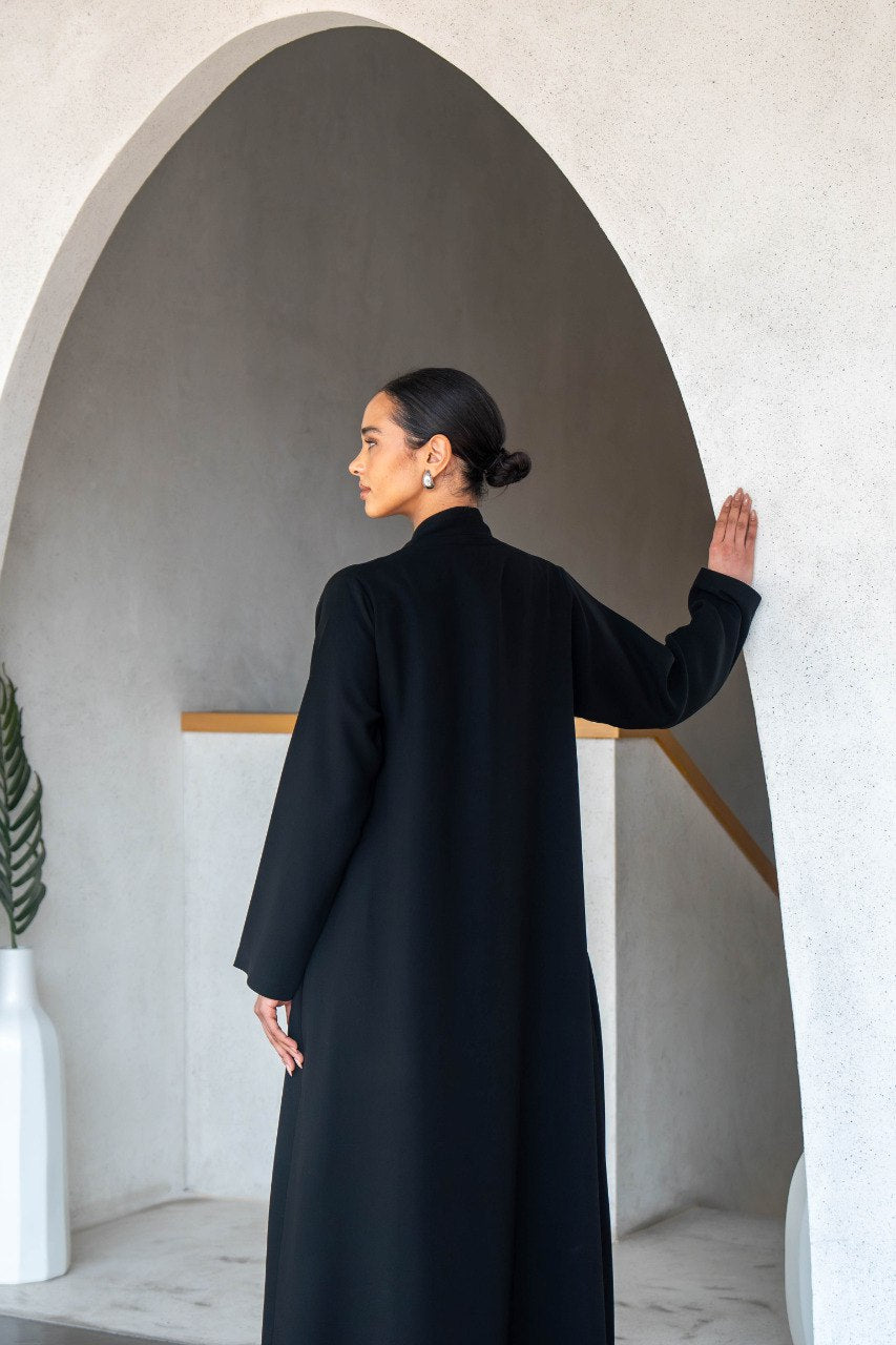 Black crepe abaya C:6586 Black