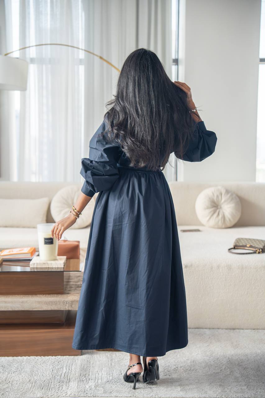 Elegant free size trench coat, in navy blue . C:6685 Navy