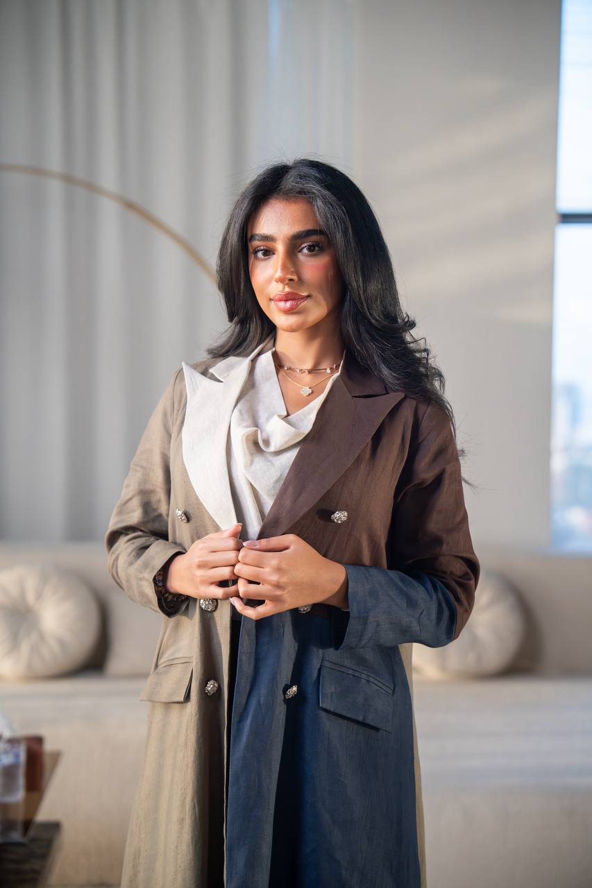 Blazer abaya linen, in pistachio and navy blue.C:6688