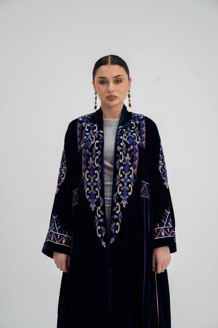 Velvet abaya with unique embroidery. C:6709