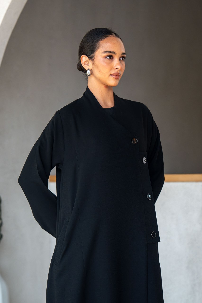 Black crepe abaya C:6586 Black