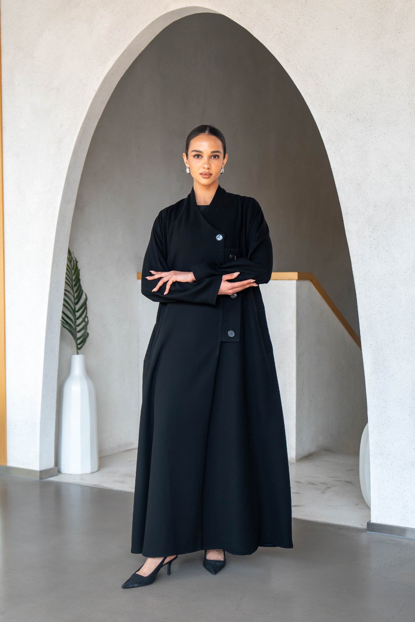 Black crepe abaya C:6586 Black
