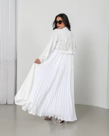 ABAYA CREPE WITH EMBROIDERY AND PLEATED C:2065