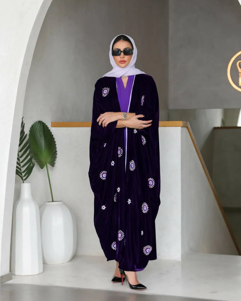 Velvet cloak with handmade embroidery